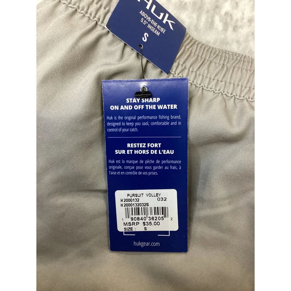 Huk Mens Pursuit Volley Fishing Shorts Sharkskin Grey 5.5 Inseam‎ H2000132 S